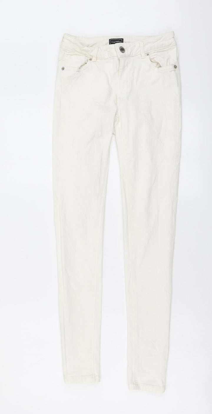Waredenim Womens White Cotton Skinny Jeans Size 8 L29 in Regular Button