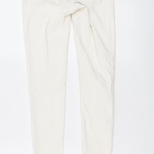 Waredenim Womens White Cotton Skinny Jeans Size 8 L29 in Regular Button