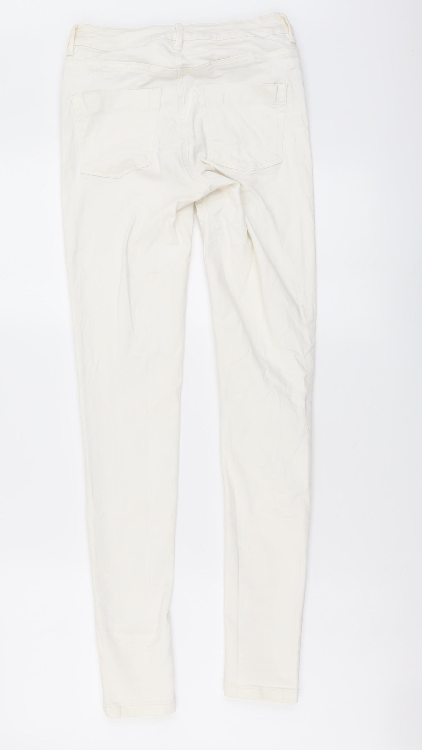 Waredenim Womens White Cotton Skinny Jeans Size 8 L29 in Regular Button