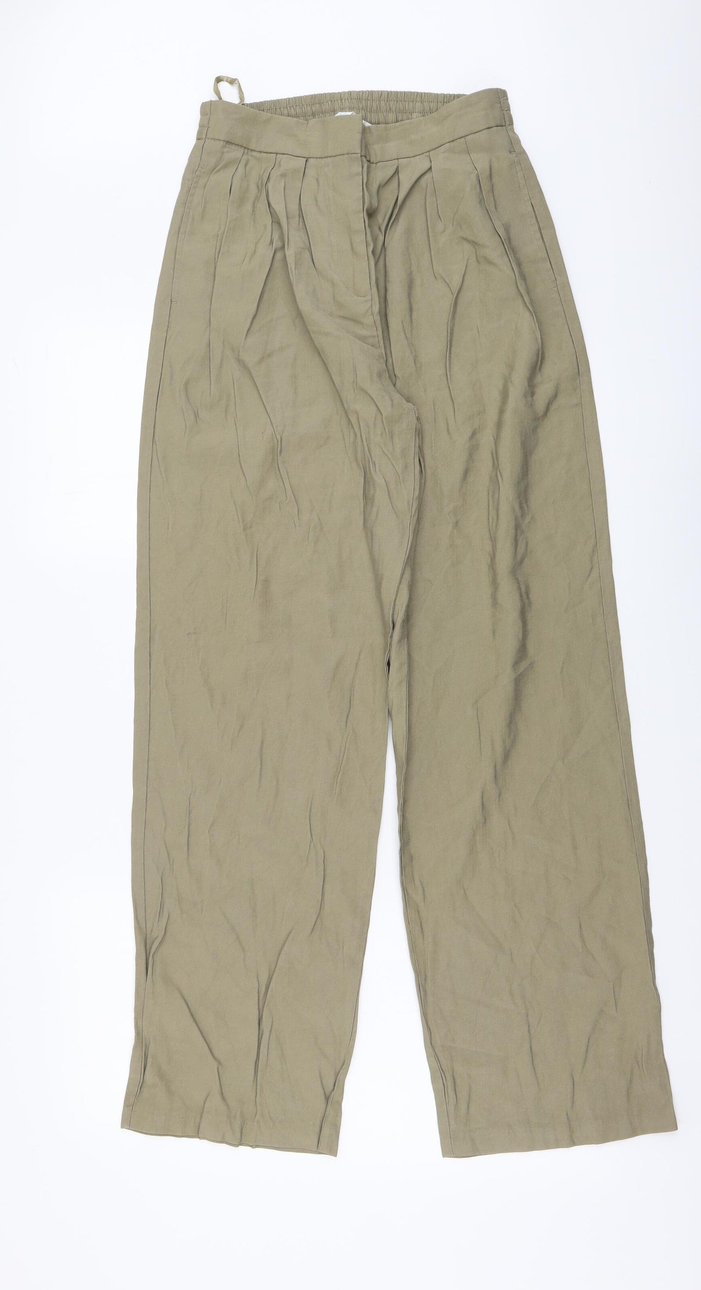 Primark Womens Green Viscose Trousers Size 10 L30 in Regular Button