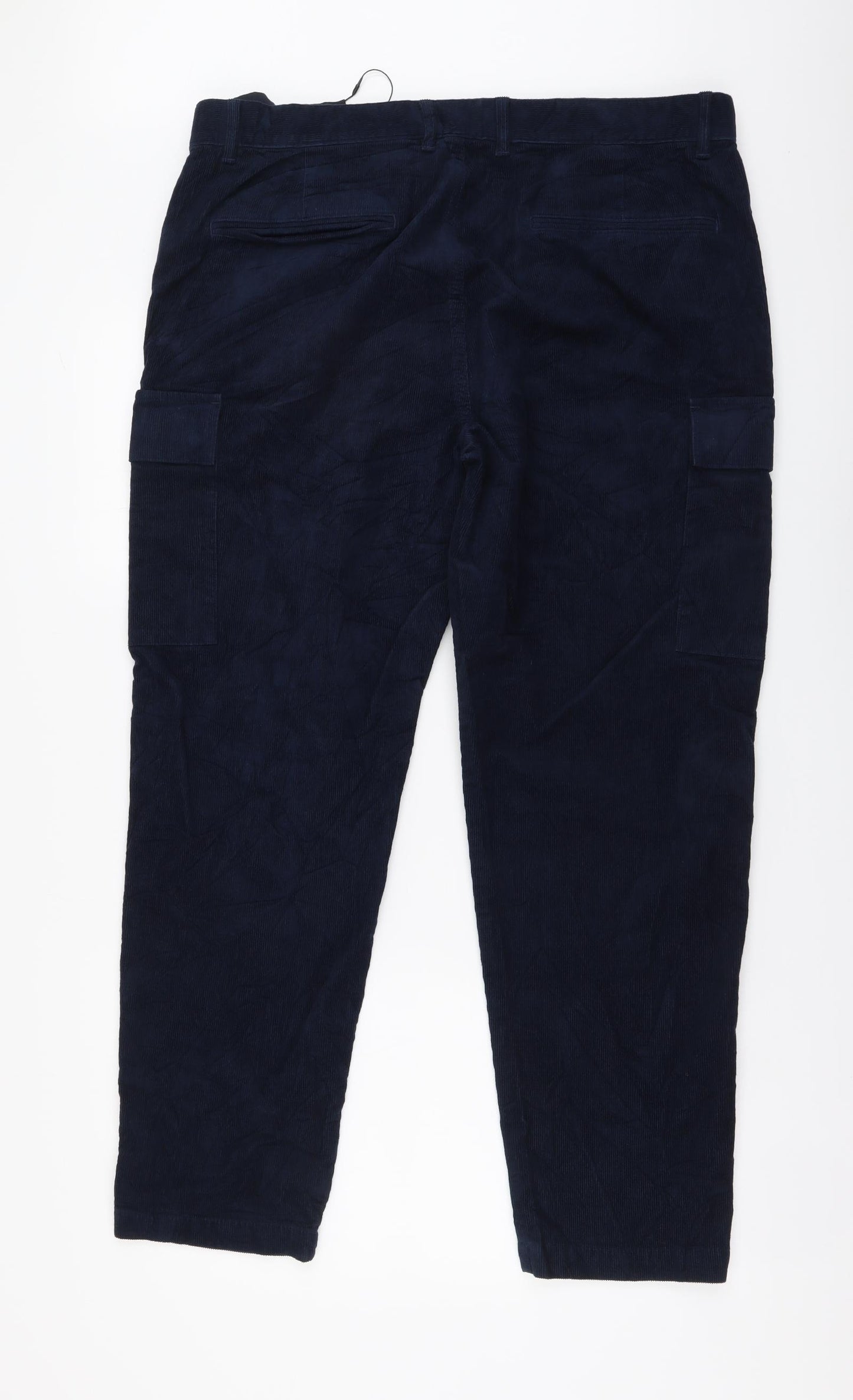 Marks and Spencer Mens Blue Cotton Straight Jeans Size 38 in L29 in Regular Button