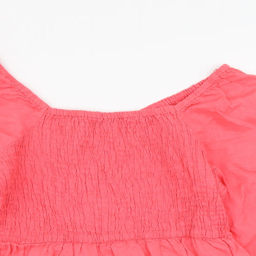 Marks and Spencer Womens Pink Linen Basic Blouse Size 16 Square Neck