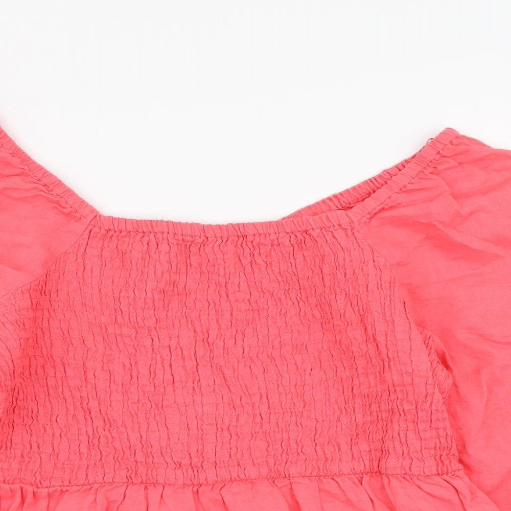 Marks and Spencer Womens Pink Linen Basic Blouse Size 16 Square Neck