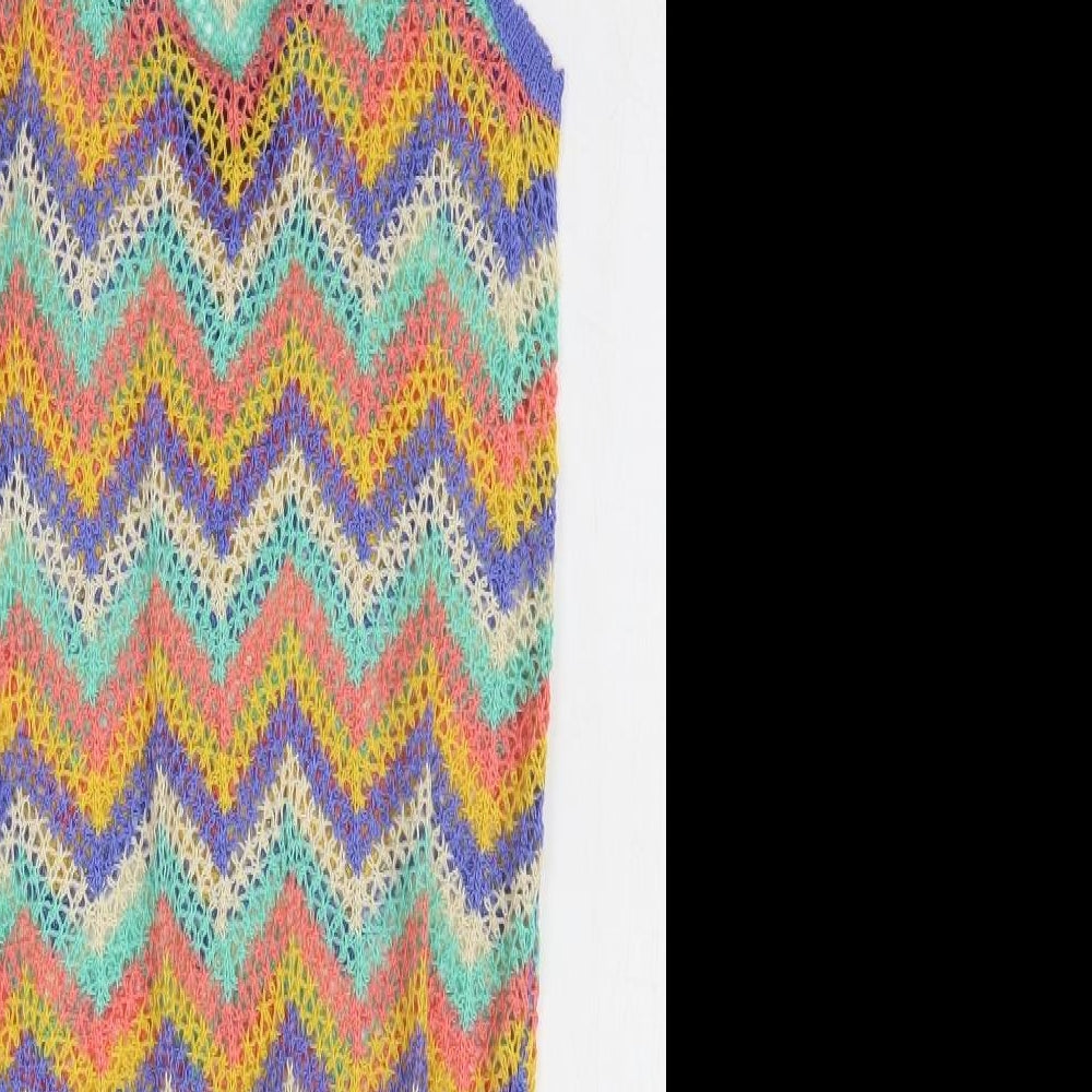Primark Womens Multicoloured Chevron Acrylic Tank Dress Size 14 Scoop Neck Pullover