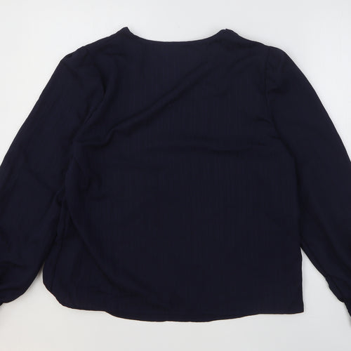SheIn Womens Blue Striped 100% Polyester Pullover Sweatshirt Size L Pullover