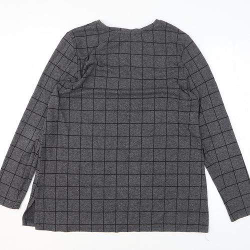 Preworn Womens Grey Check Polyester Pullover Sweatshirt Size 14 Pullover