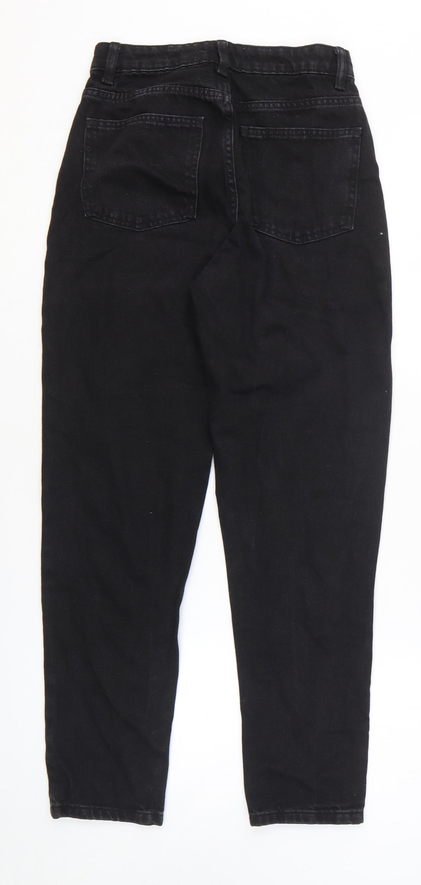 Primark Womens Black Cotton Straight Jeans Size 6 L27 in Regular Zip