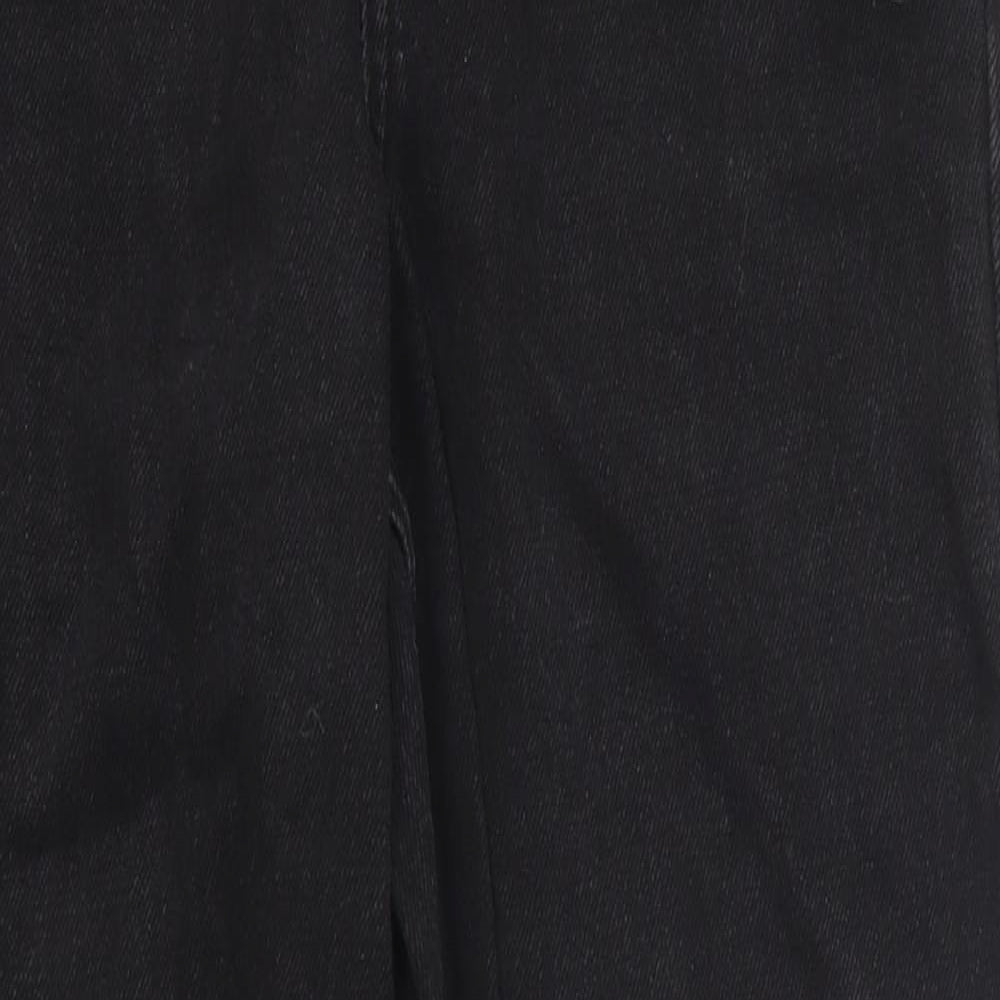 Primark Womens Black Cotton Straight Jeans Size 6 L27 in Regular Zip