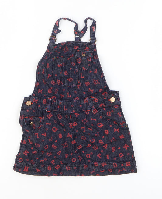 Arabella & Addison Girls Blue Geometric 100% Cotton Dungaree One-Piece Size 24 Months Pullover