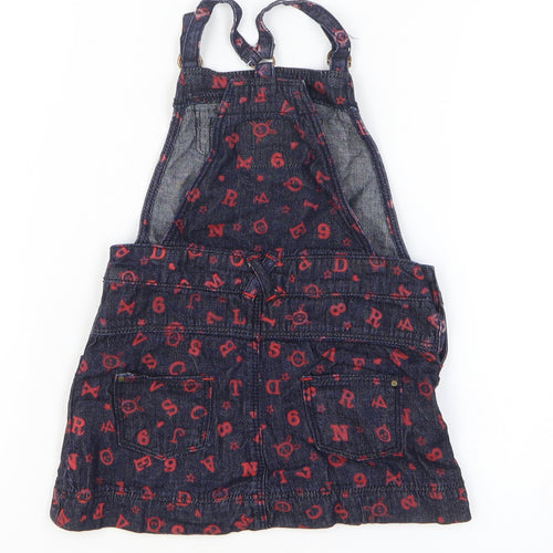 Arabella & Addison Girls Blue Geometric 100% Cotton Dungaree One-Piece Size 24 Months Pullover
