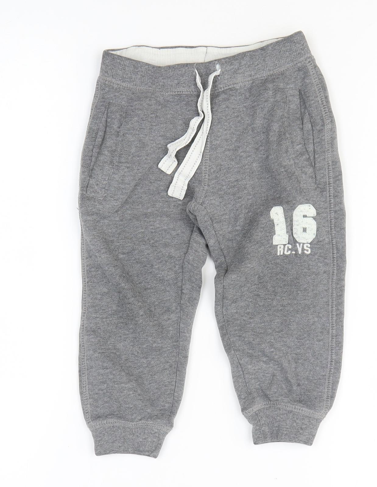 Lindex Boys Grey Cotton Jogger Trousers Size 3 Years Regular Drawstring