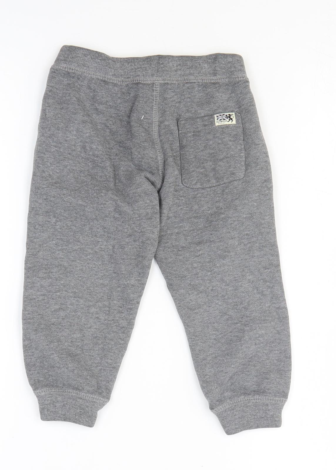 Lindex Boys Grey Cotton Jogger Trousers Size 3 Years Regular Drawstring