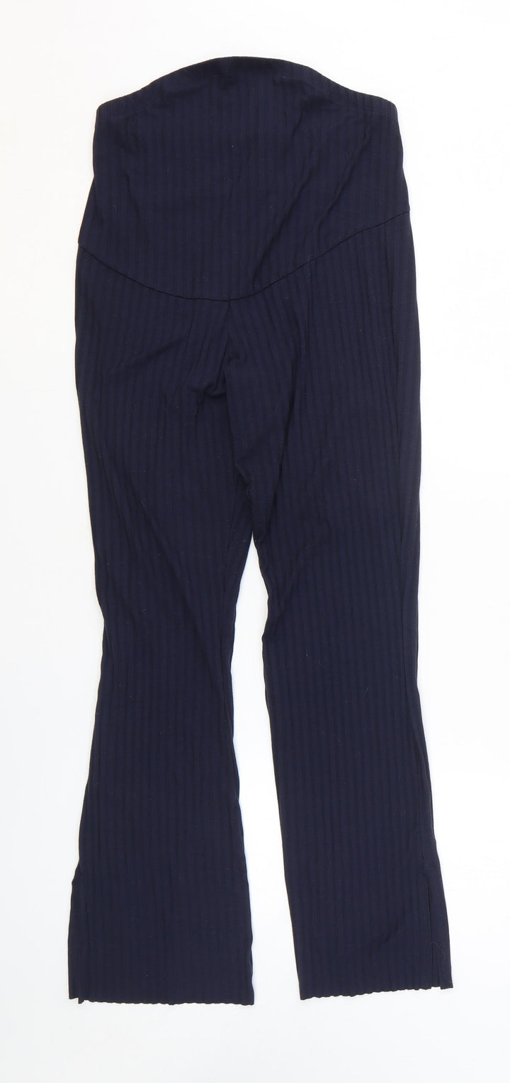 H&M Womens Blue Polyester Trousers Size M L28 in Regular