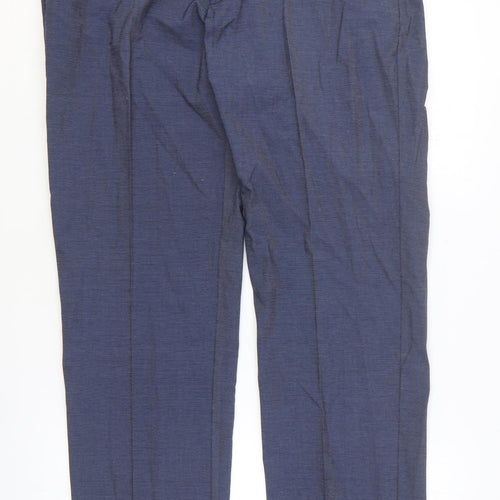Kirkland Mens Blue Cotton Trousers Size 36 in L32 in Regular Zip
