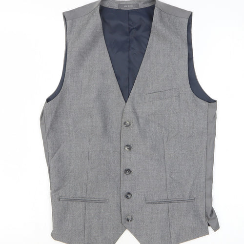 Primark Mens Grey Polyester Jacket Suit Waistcoat Size S