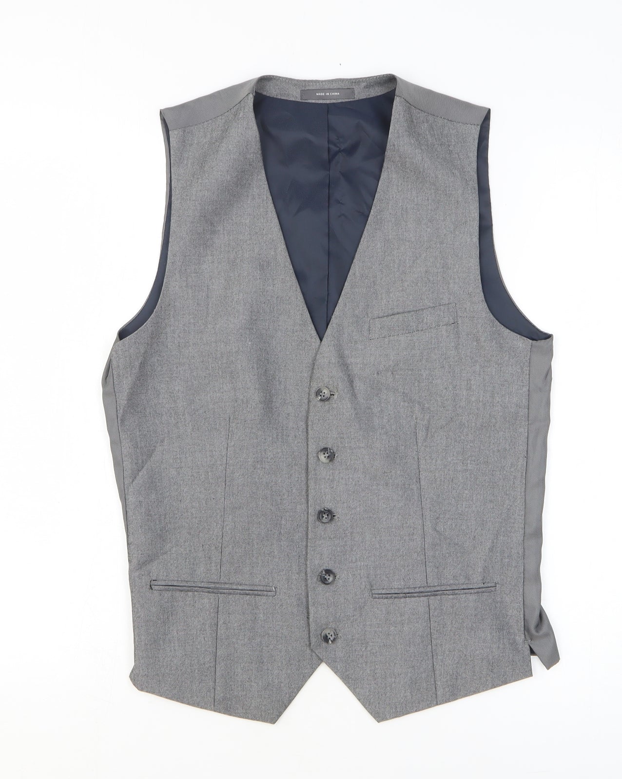 Primark Mens Grey Polyester Jacket Suit Waistcoat Size S