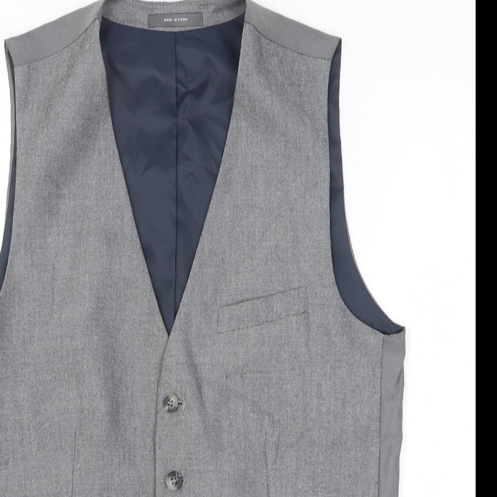 Primark Mens Grey Polyester Jacket Suit Waistcoat Size S