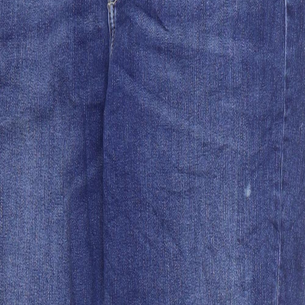 Zara Womens Blue Cotton Tapered Jeans Size 14 L23 in Regular Zip