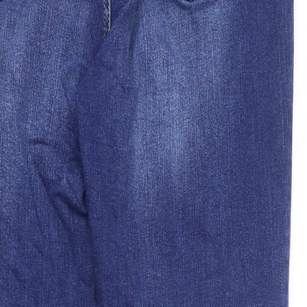 Zara Womens Blue Cotton Tapered Jeans Size 14 L23 in Regular Zip