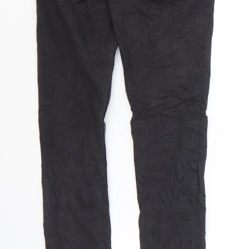 Denim & Co. Girls Black Cotton Skinny Jeans Size 10-11 Years Regular Zip