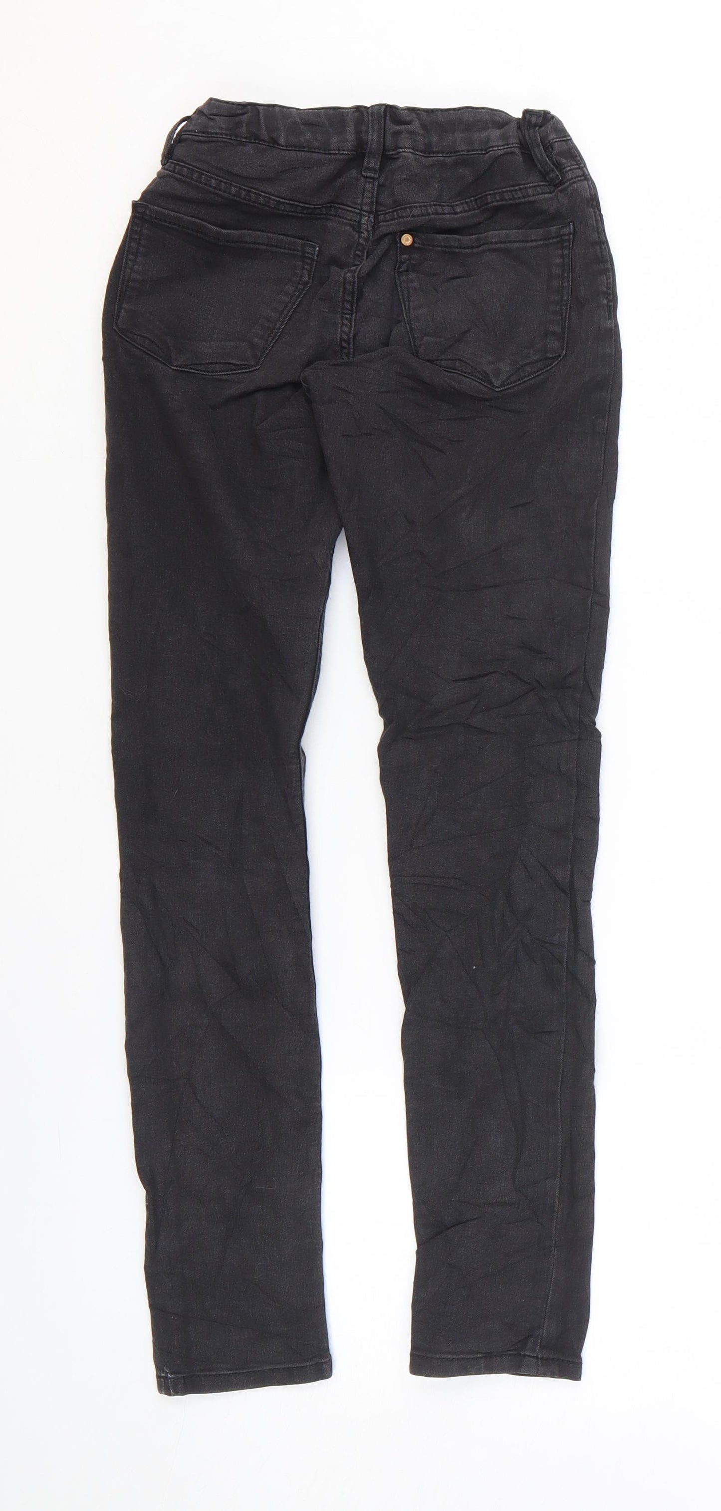Denim & Co. Girls Black Cotton Skinny Jeans Size 10-11 Years Regular Zip
