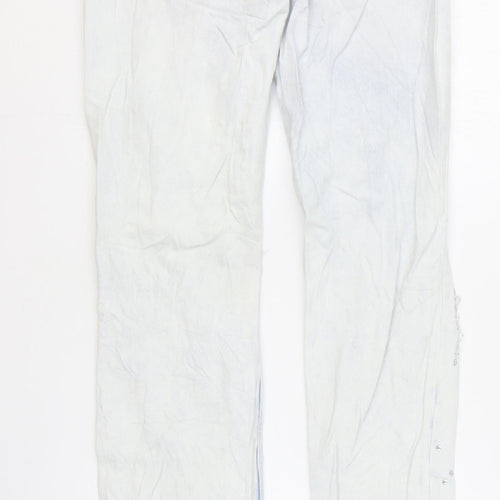 Bershka Womens Blue Cotton Straight Jeans Size 4 L31 in Regular Zip