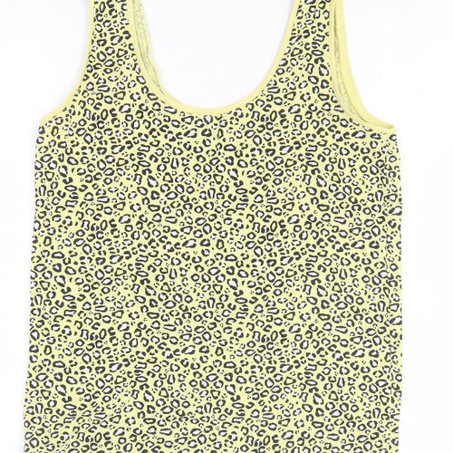 F&F Womens Yellow Animal Print Cotton Basic Tank Size 16 Scoop Neck - Leopard Print