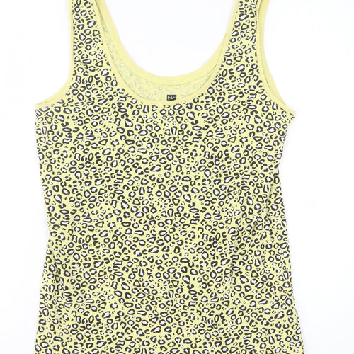 F&F Womens Yellow Animal Print Cotton Basic Tank Size 16 Scoop Neck - Leopard Print