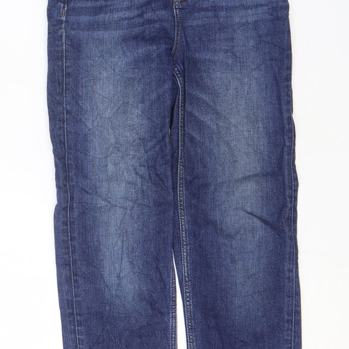 Marks and Spencer Womens Blue Cotton Skinny Jeans Size 8 L24 in Regular Zip
