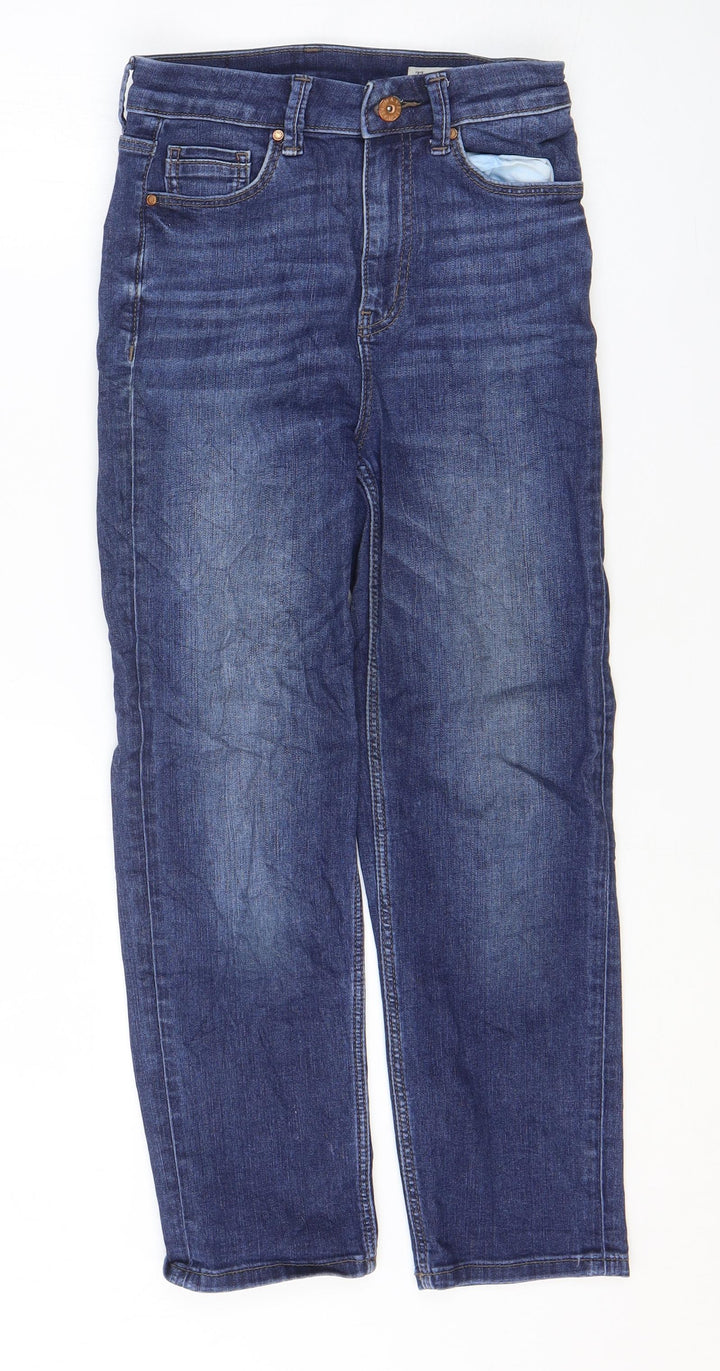 Marks and Spencer Womens Blue Cotton Skinny Jeans Size 8 L24 in Regular Zip