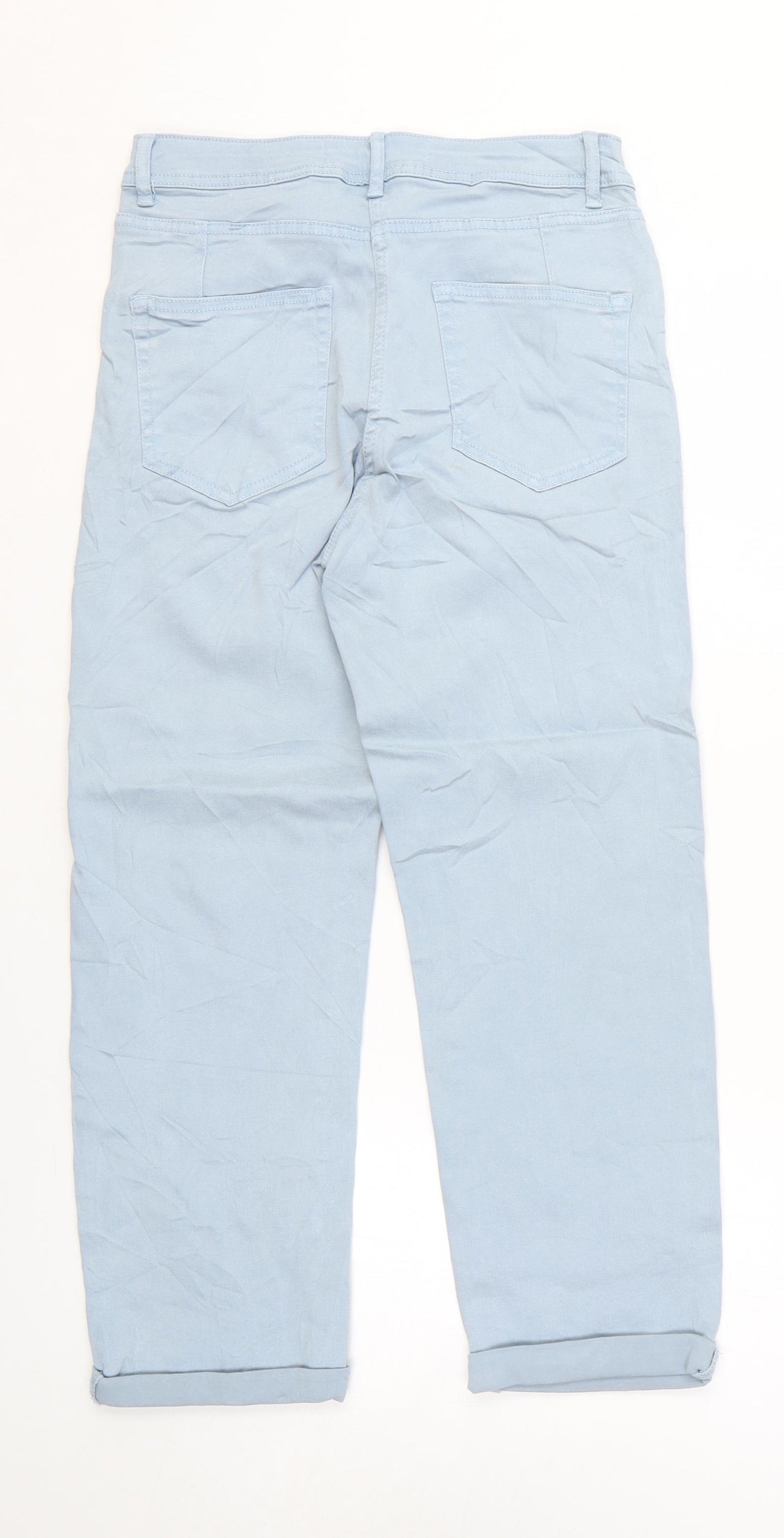 NEXT Womens Blue Cotton Cropped Jeans Size 8 L24 in Regular Zip