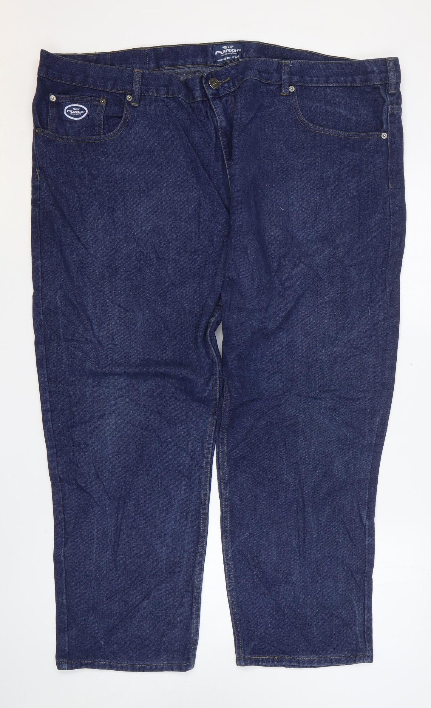 Forge Mens Blue Cotton Straight Jeans Size 50 in L26 in Regular Zip