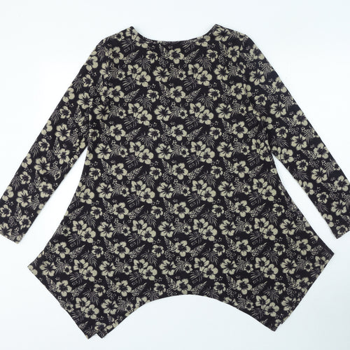 Sugar Crisp Womens Multicoloured Floral Polyester Basic Blouse Size S Round Neck - Asymmetric