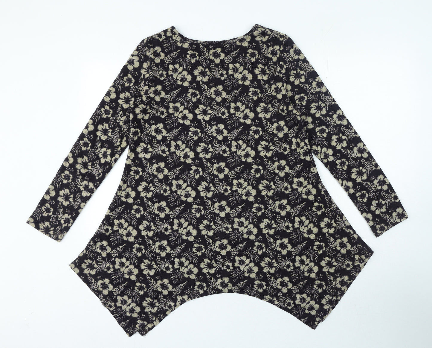 Sugar Crisp Womens Multicoloured Floral Polyester Basic Blouse Size S Round Neck - Asymmetric