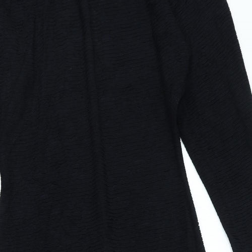 Zack London Womens Black Acetate A-Line Size 12 Mock Neck Button