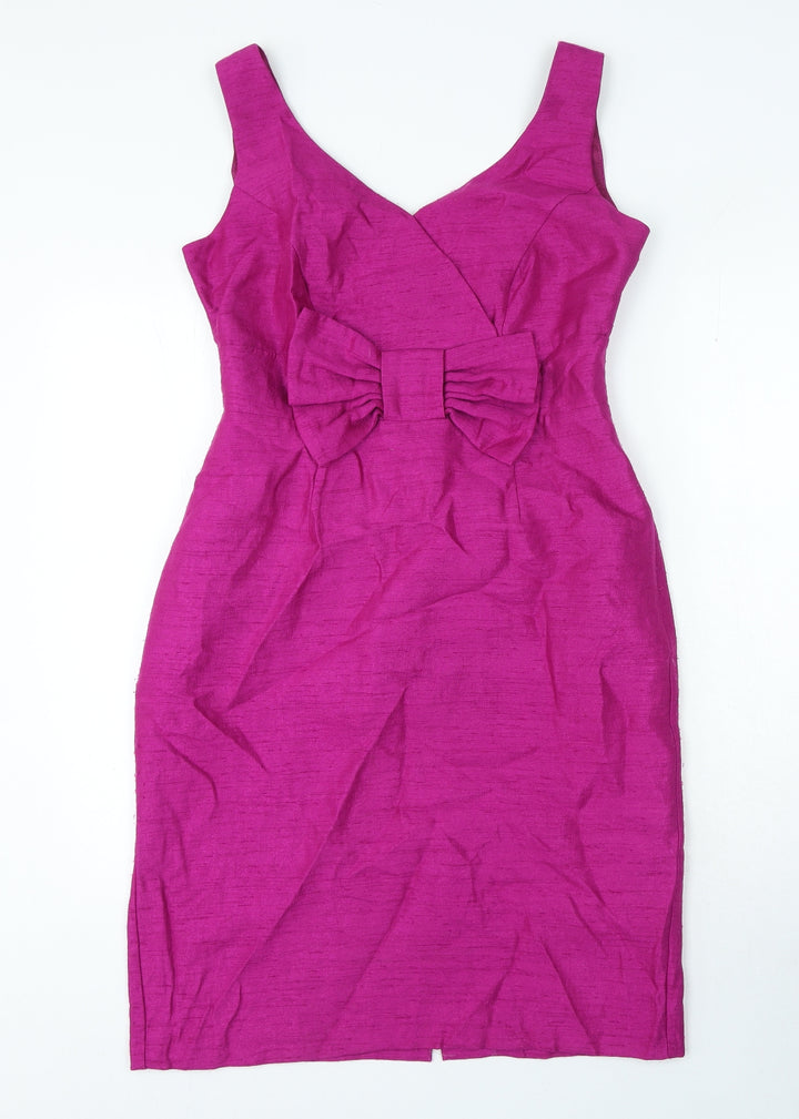 Michaela Louisa London Womens Purple Viscose Shift Size 10 V-Neck Zip
