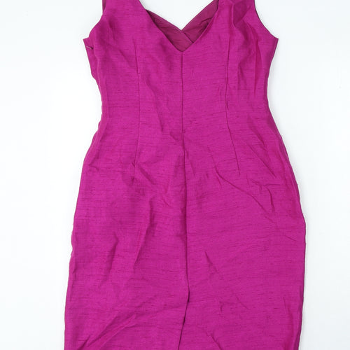 Michaela Louisa London Womens Purple Viscose Shift Size 10 V-Neck Zip