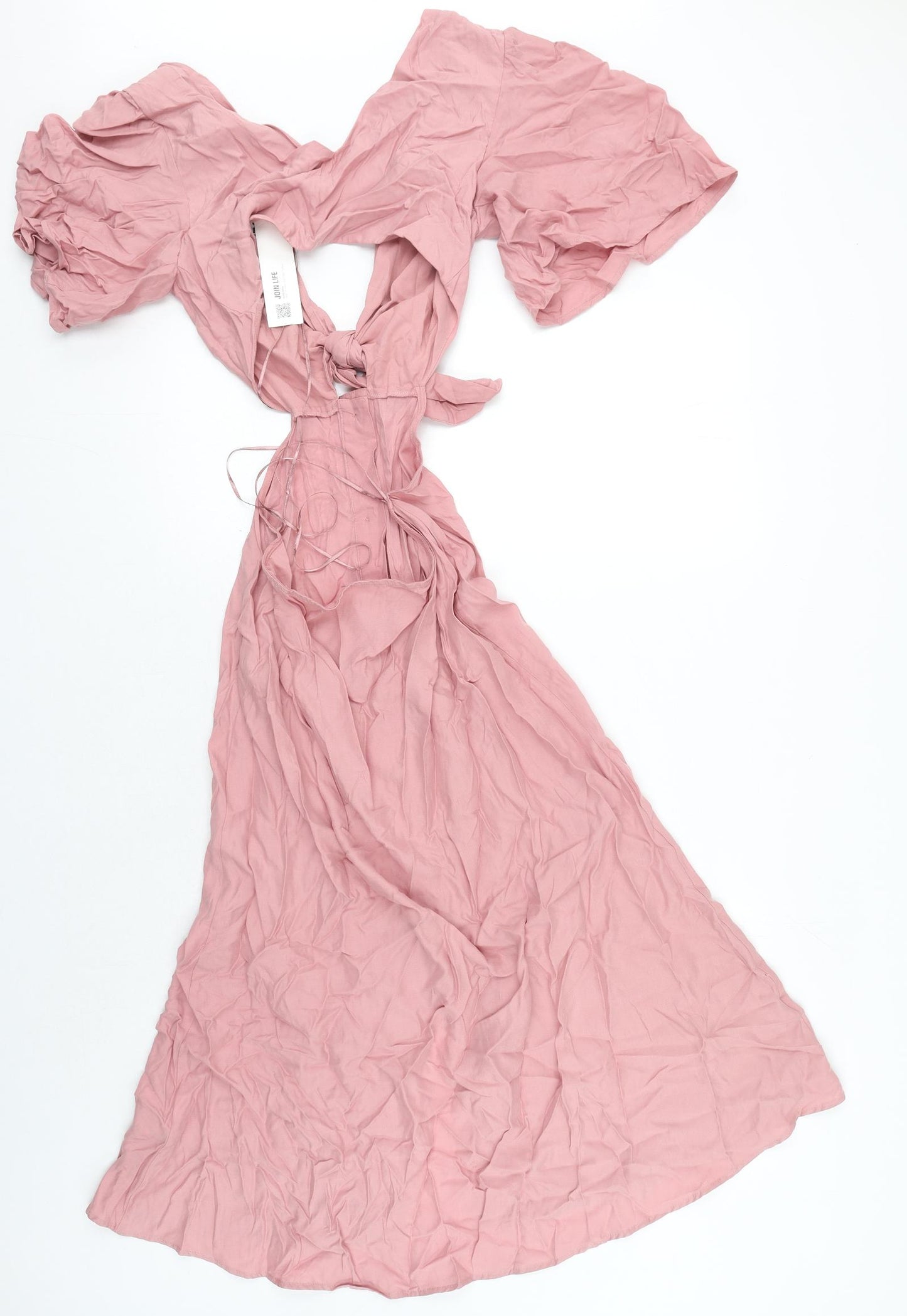 Zara Womens Pink Polyester A-Line Size S V-Neck Button