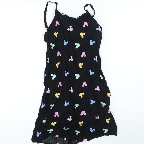 George Girls Black Geometric Polyester A-Line Size 11-12 Years Round Neck Pullover - Mickey Mouse