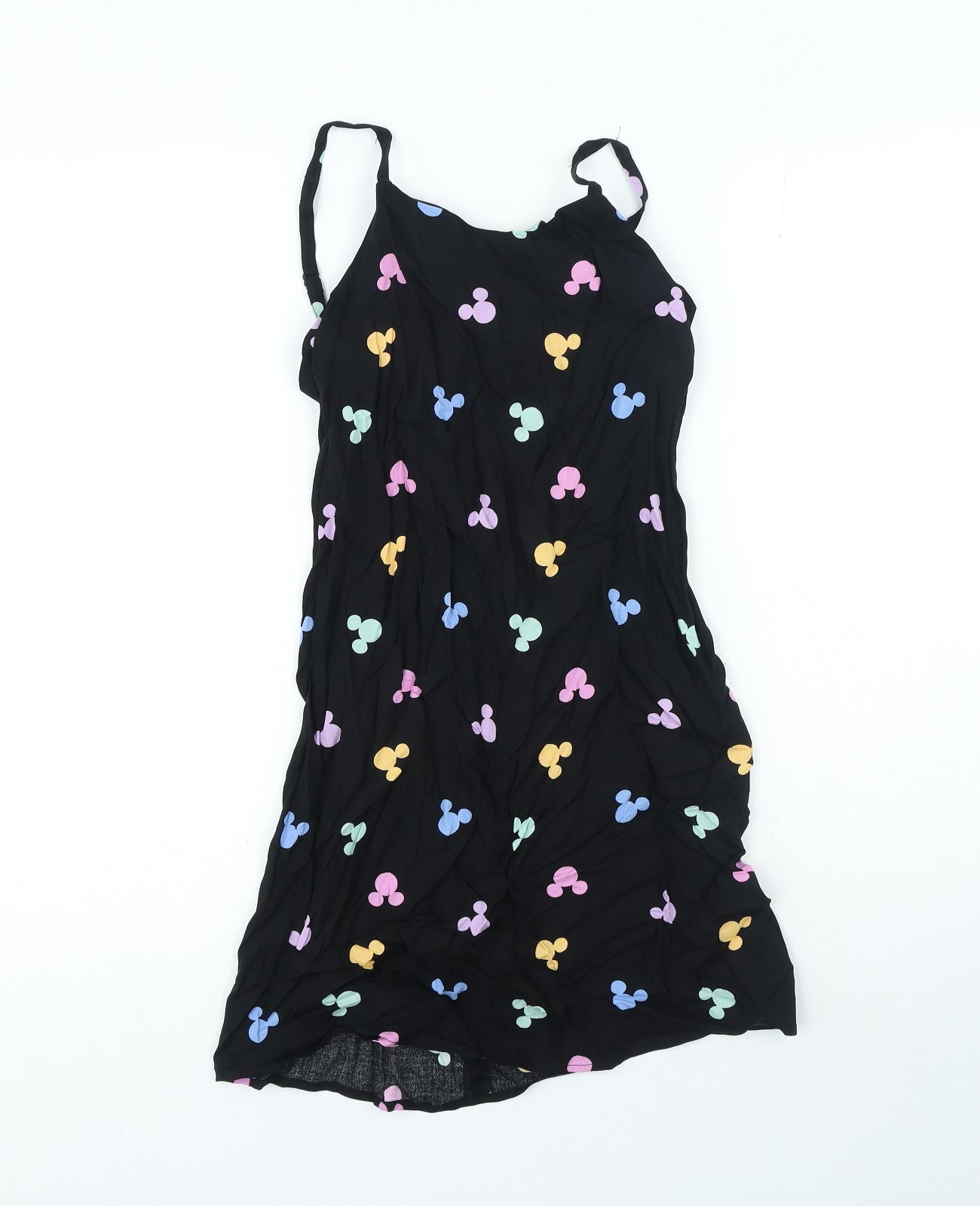 George Girls Black Geometric Polyester A-Line Size 11-12 Years Round Neck Pullover - Mickey Mouse
