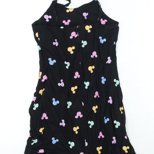 George Girls Black Geometric Polyester A-Line Size 11-12 Years Round Neck Pullover - Mickey Mouse