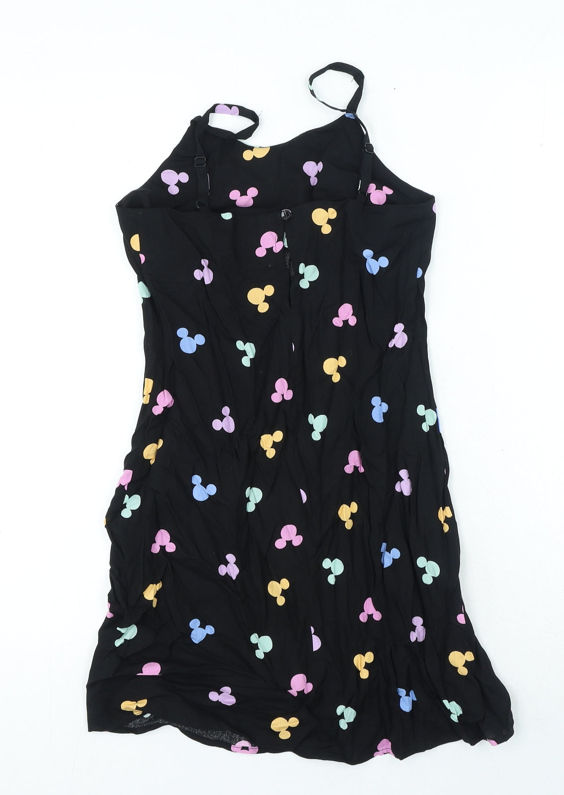 George Girls Black Geometric Polyester A-Line Size 11-12 Years Round Neck Pullover - Mickey Mouse