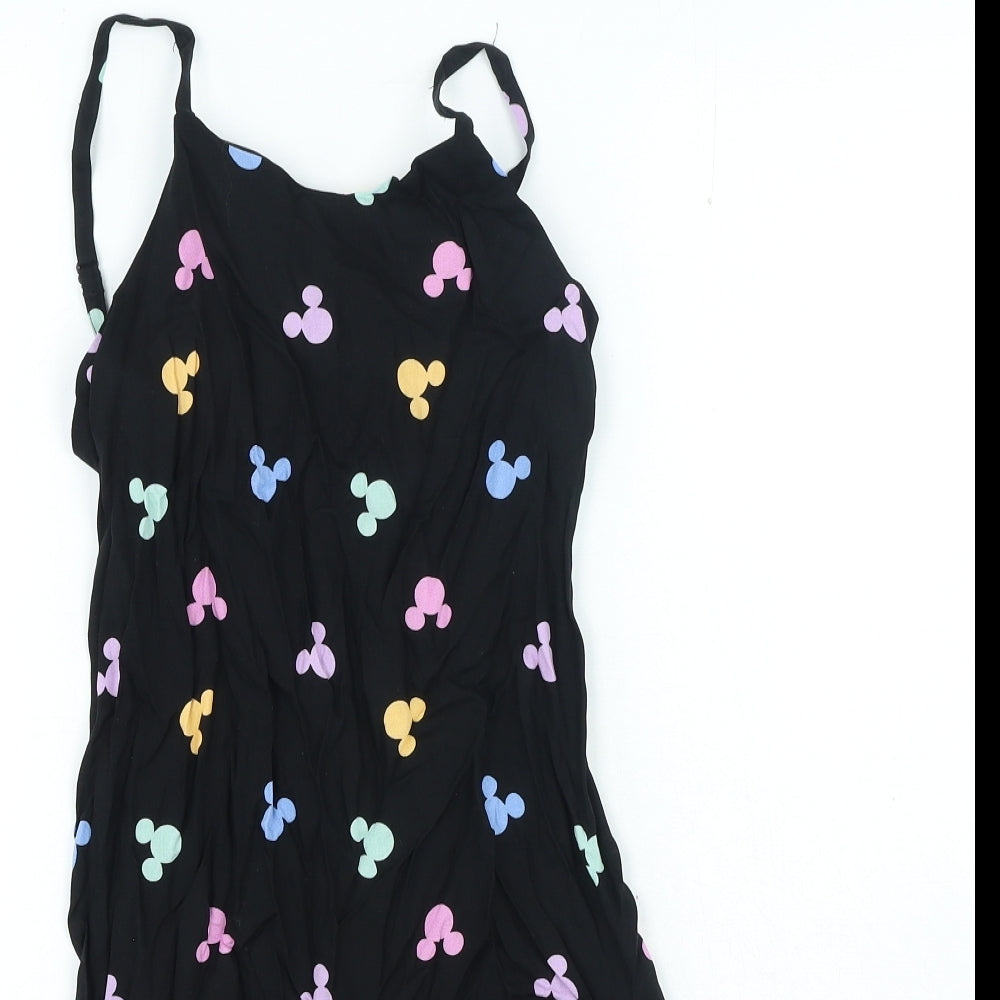 George Girls Black Geometric Polyester A-Line Size 11-12 Years Round Neck Pullover - Mickey Mouse