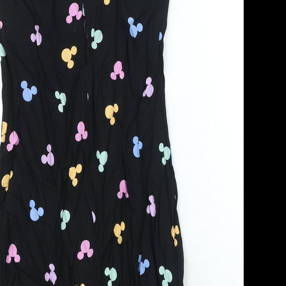 George Girls Black Geometric Polyester A-Line Size 11-12 Years Round Neck Pullover - Mickey Mouse