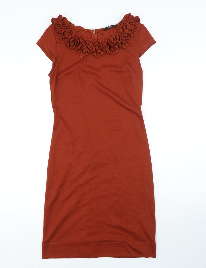 Marks and Spencer Womens Brown Polyester Ball Gown Size 8 Round Neck Pullover