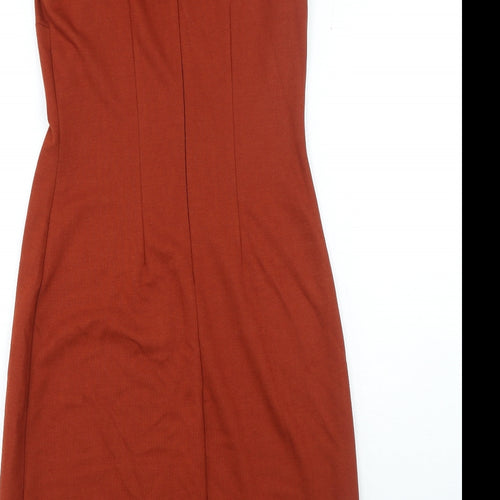 Marks and Spencer Womens Brown Polyester Ball Gown Size 8 Round Neck Pullover