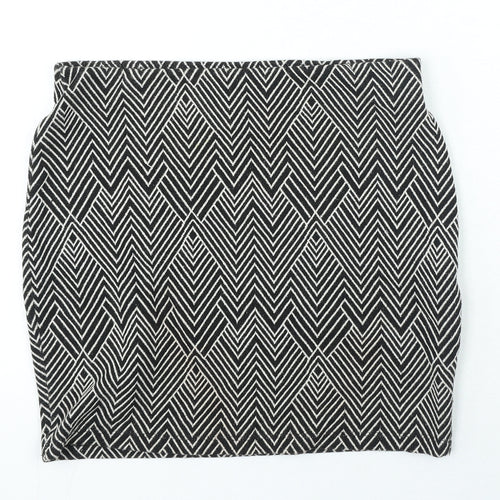 Zara Womens Black Striped Cotton Mini Skirt Size M