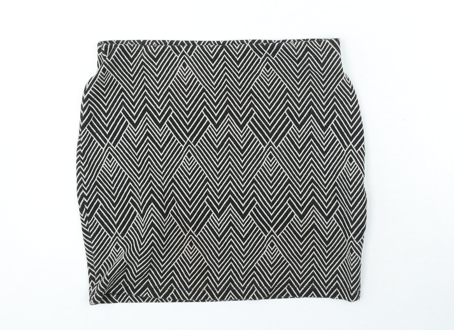 Zara Womens Black Striped Cotton Mini Skirt Size M