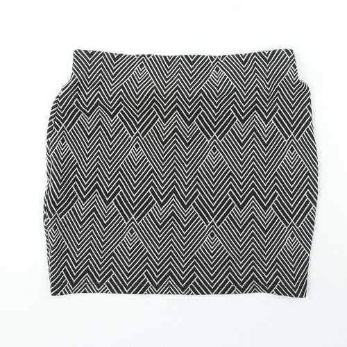 Zara Womens Black Striped Cotton Mini Skirt Size M