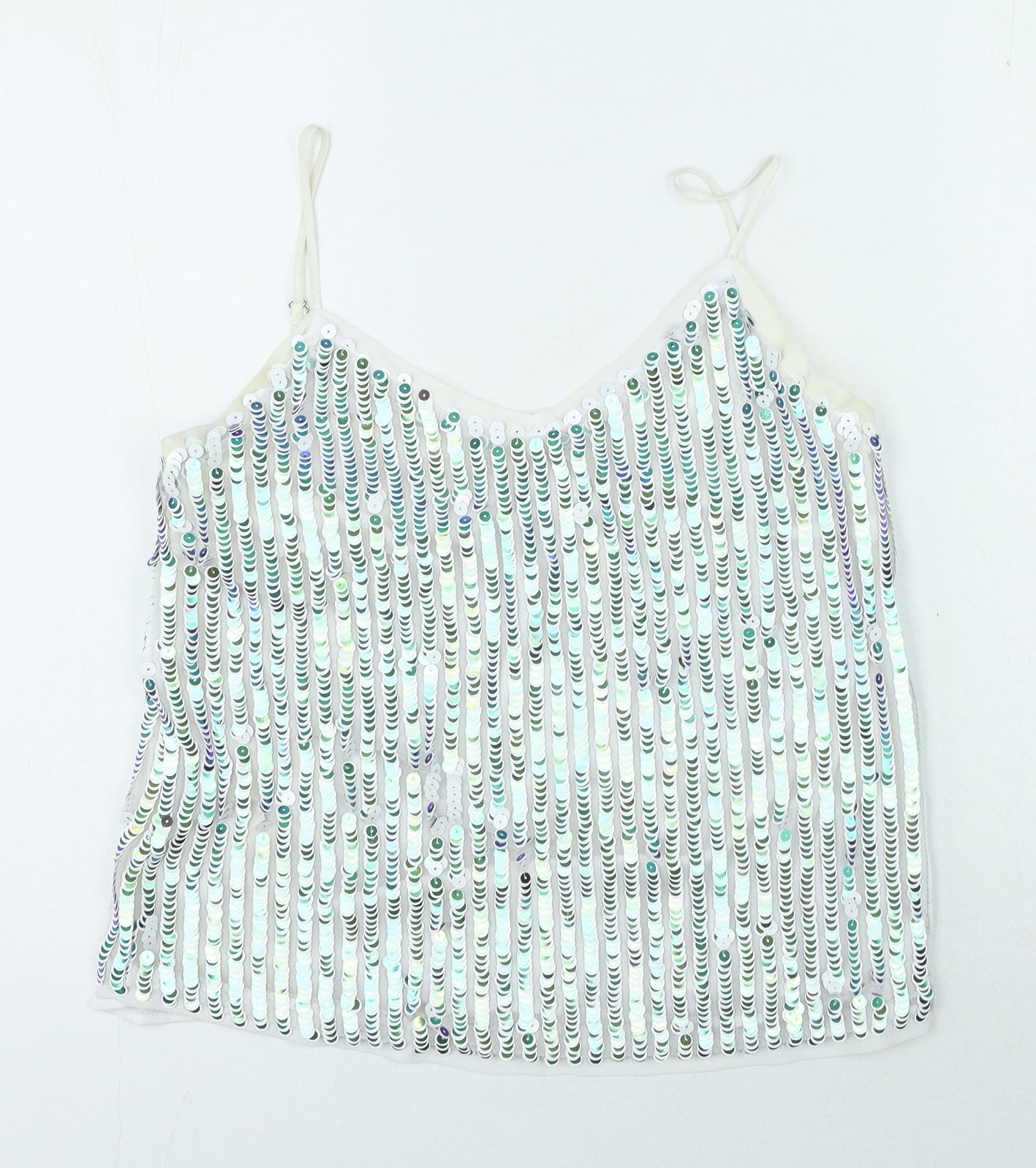 NEXT Womens White Polyester Camisole Blouse Size 12 Scoop Neck